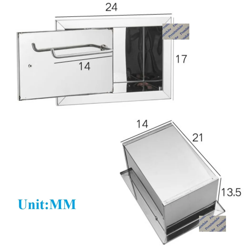 1Piece 304 Stainless Steel Toilet Rolls Paper Holder Rectangle Conceal Wall Embedded Recessed Shiny Polished Matte Black