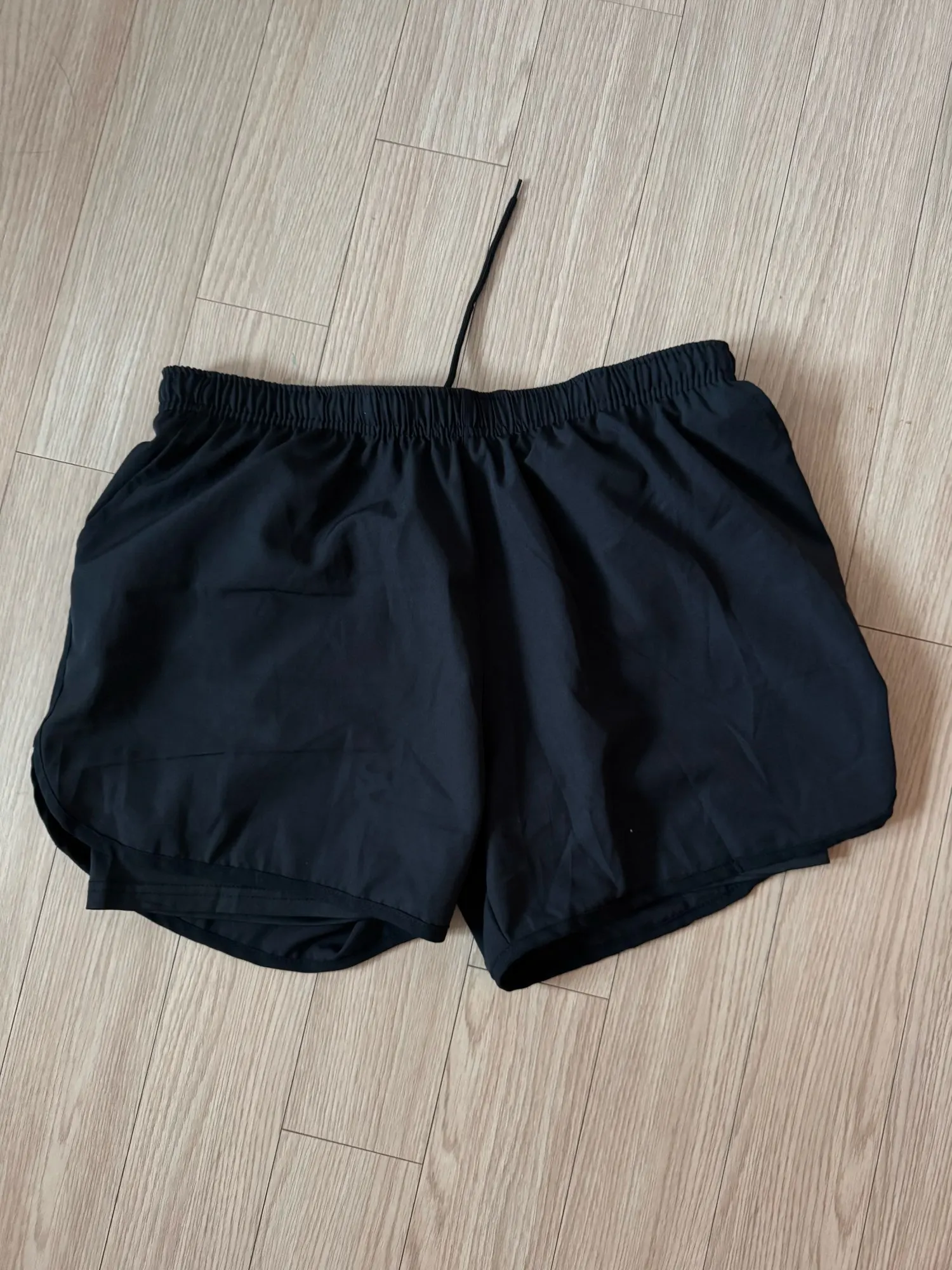 Men's Running Shorts Quick-drying Fitness Black Double Layer Shorts photo review