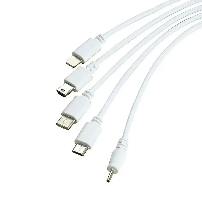 짧은 USB-다중 충전 케이블 5 in 1 유형 C/마이크로 USB/미니 USB 코드(전화용 Blutooth 이어폰 스피커 MP3 플레이어 등)