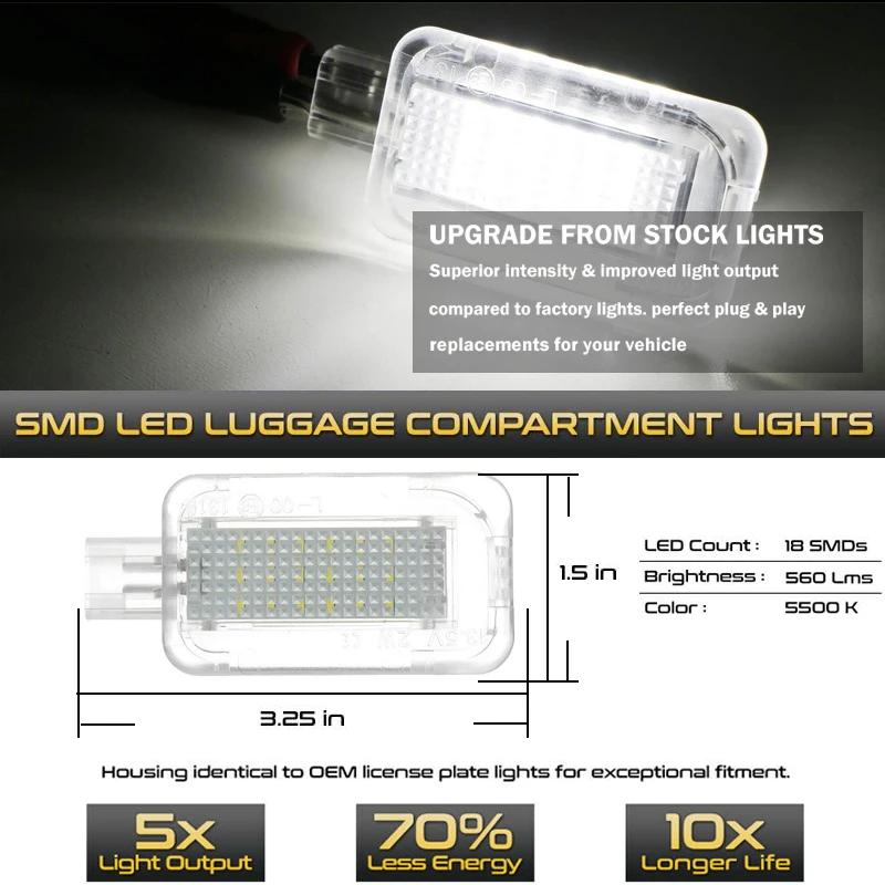 White 18LED Luggage Compartment Interior Light Trunk Lamp For Honda Civic Fit Ac
