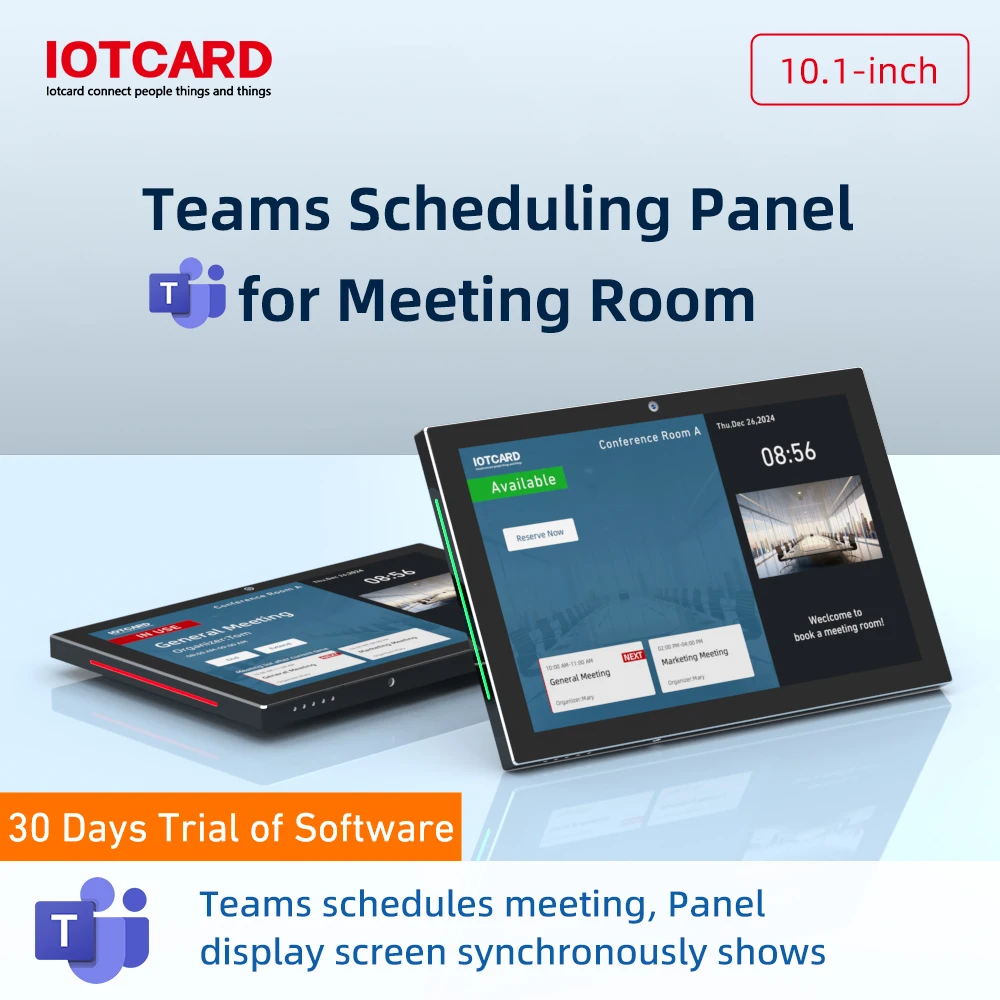 Teams Scheduling Panel 10.1-inch Meeting Room Tablet Conference Booking System Android11 Tap Scheduler LED Light PoE WIFI Camera