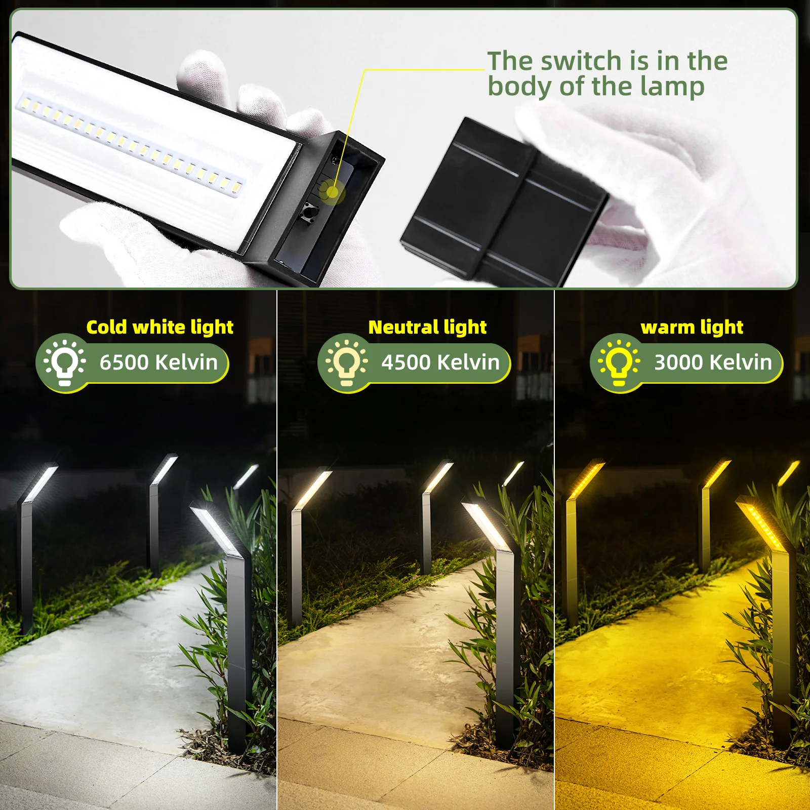 2 Pack Tall LED Solar Garden Pathway Lights, 3 Color Modes 40LEDs Solar-Powered for Driveway, Patio, Yard, Lawn, Landscape Decor 2