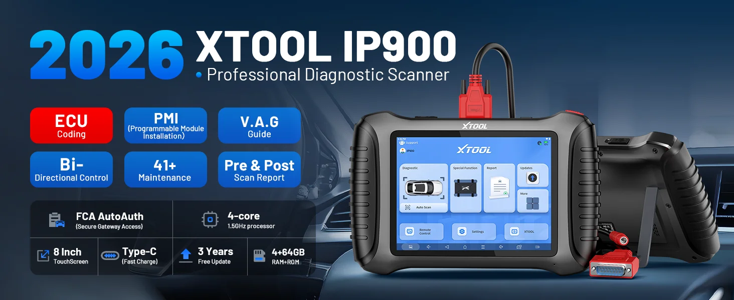 XTOOL IP900 Kfz-Scanner 2026: Diagnosegeräte mit 41 Funktionen, OBD2-Scanner, Steuergerätecodierung, 3 Jahre kostenlose Updates, FCA AutoAuth, CANFD & DoIP, Vor- und Nachscan, im Vergleich zum XTOOL D8S – Detail 1