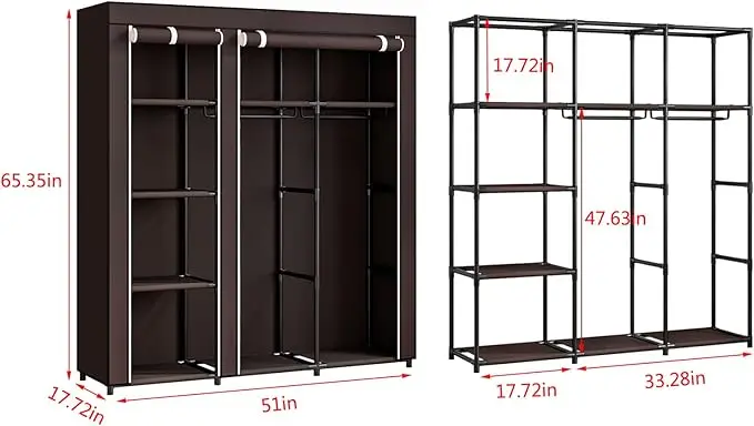 **51-Inch Portable Fabric Wardrobe Closet** 5