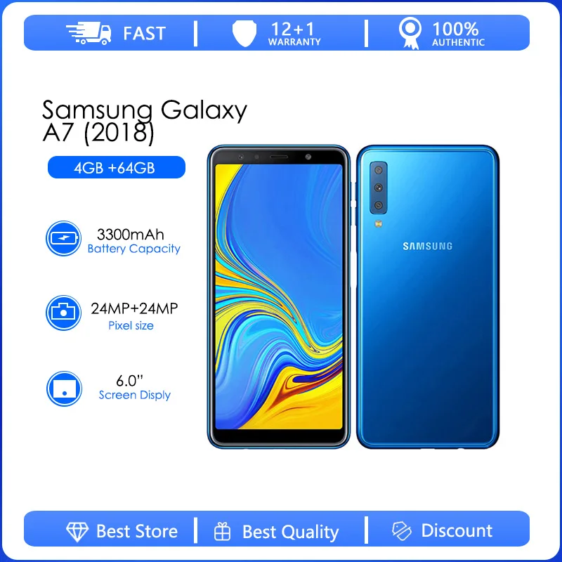 Samsung-Galaxy A7 (2018), A750F, A750FN, A750G, desbloqueado, Android,  Wi-Fi, 64MP, 6,7 pulgadas, 128GB, 6GB de RAM, envío gratis - AliExpress