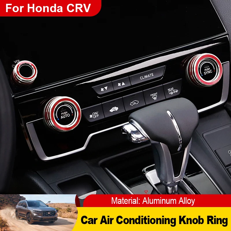 

Aluminum Alloy Car Shift Knob Ring Air Conditioning Volume Knob Ring Car Interior Accessories for Honda CR-V CRV CR V RS 2023