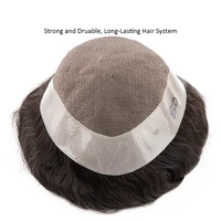 Toupet pour hommes Mono PU hommes perruques 6 pouces naturel prothèse de cheveux humains vague droite mâle prothèse de cheveux système de cheveux Durable 6
