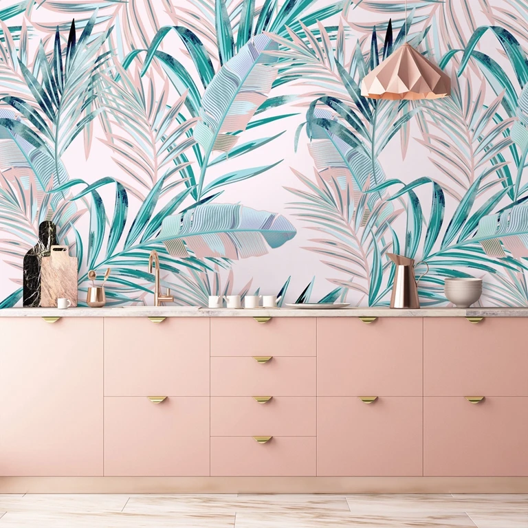Moda padrão floral com palmeira tropical folhas