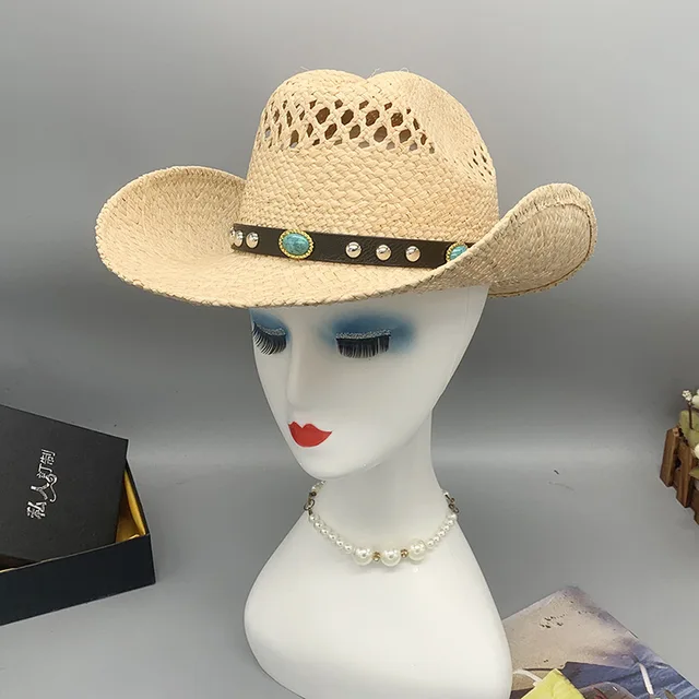 Cappello Di Paglia Cowboy Unisex - Estivo E Regolabile Con Fascia - Foto 2