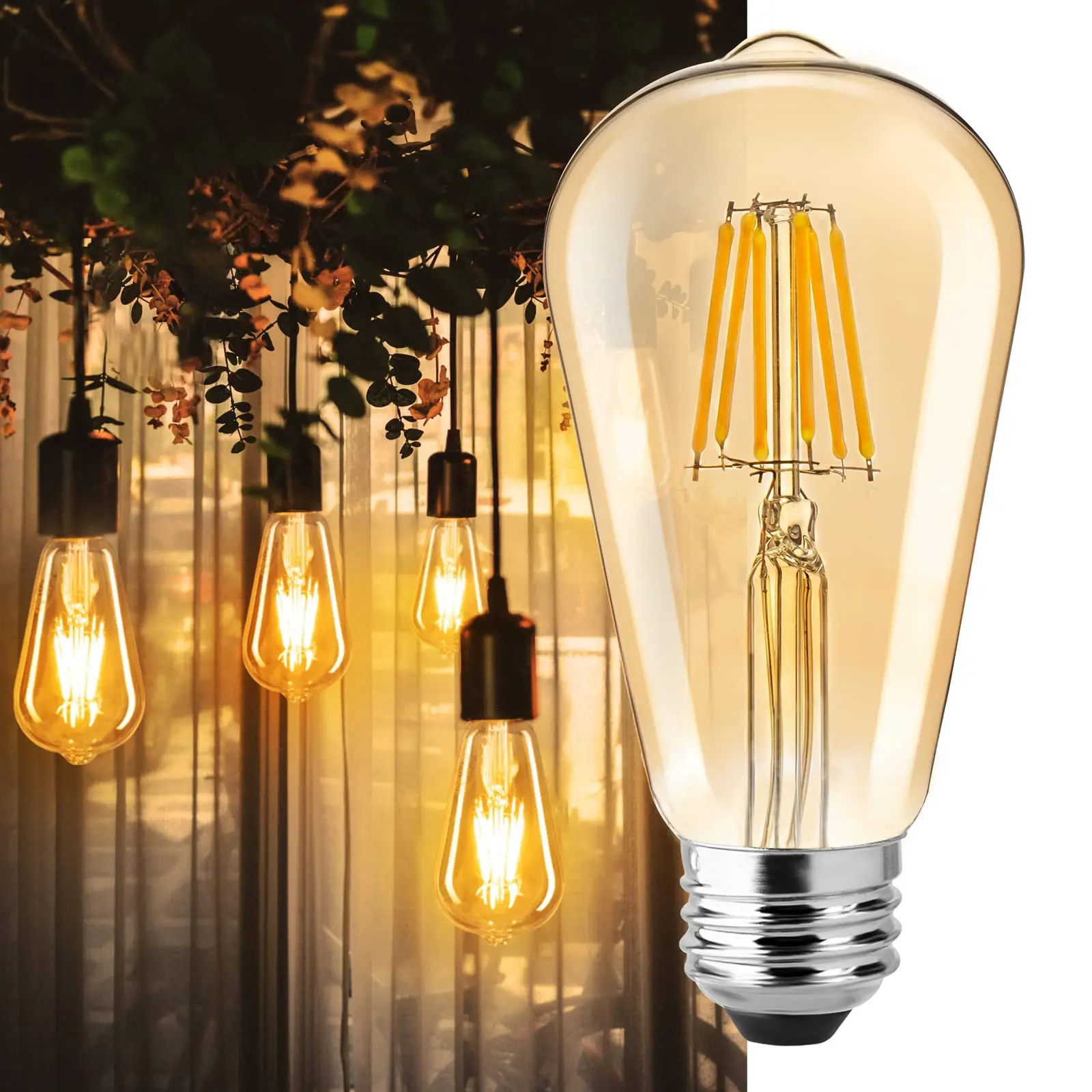 Hcnew-Ampoule LED à Filament Edison InX4, Lampe à Massage Résistante,  Lumière Blanche Chaude à Intensité Variable, ST64, 4W, 2700K, 220V, 6  Pièces - AliExpress