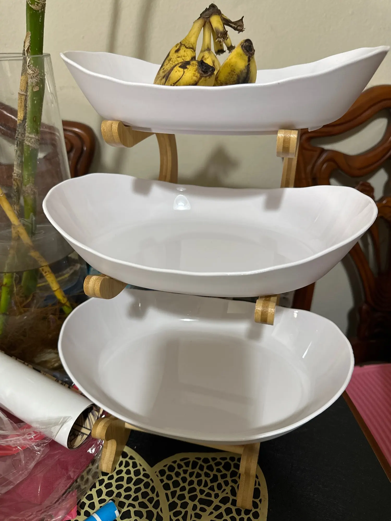 Wooden Elegance: Partitioned Fruit Bowl and Candy Cake Trays photo review