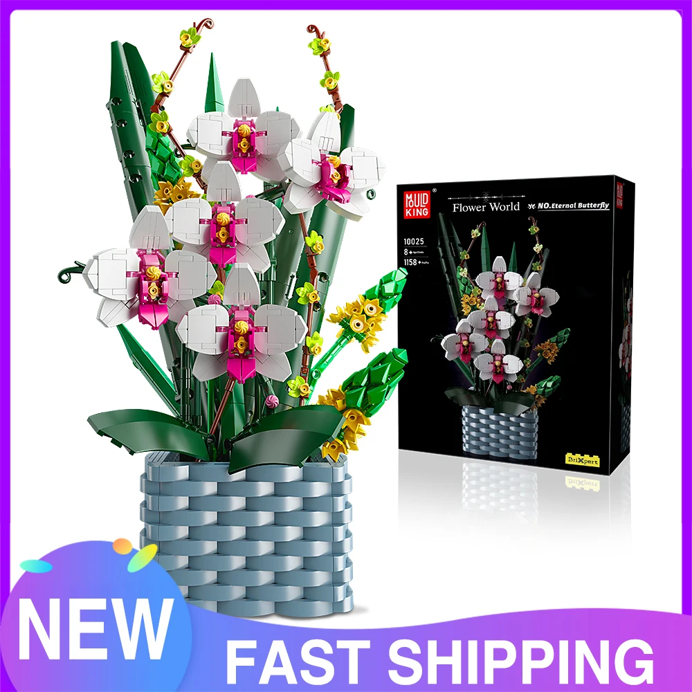 Mold King Flower Bouquet Rose The 10025 Orchid Lily And Strelitzia Building Block Assembly Model Brick Kids Regali Di Natale