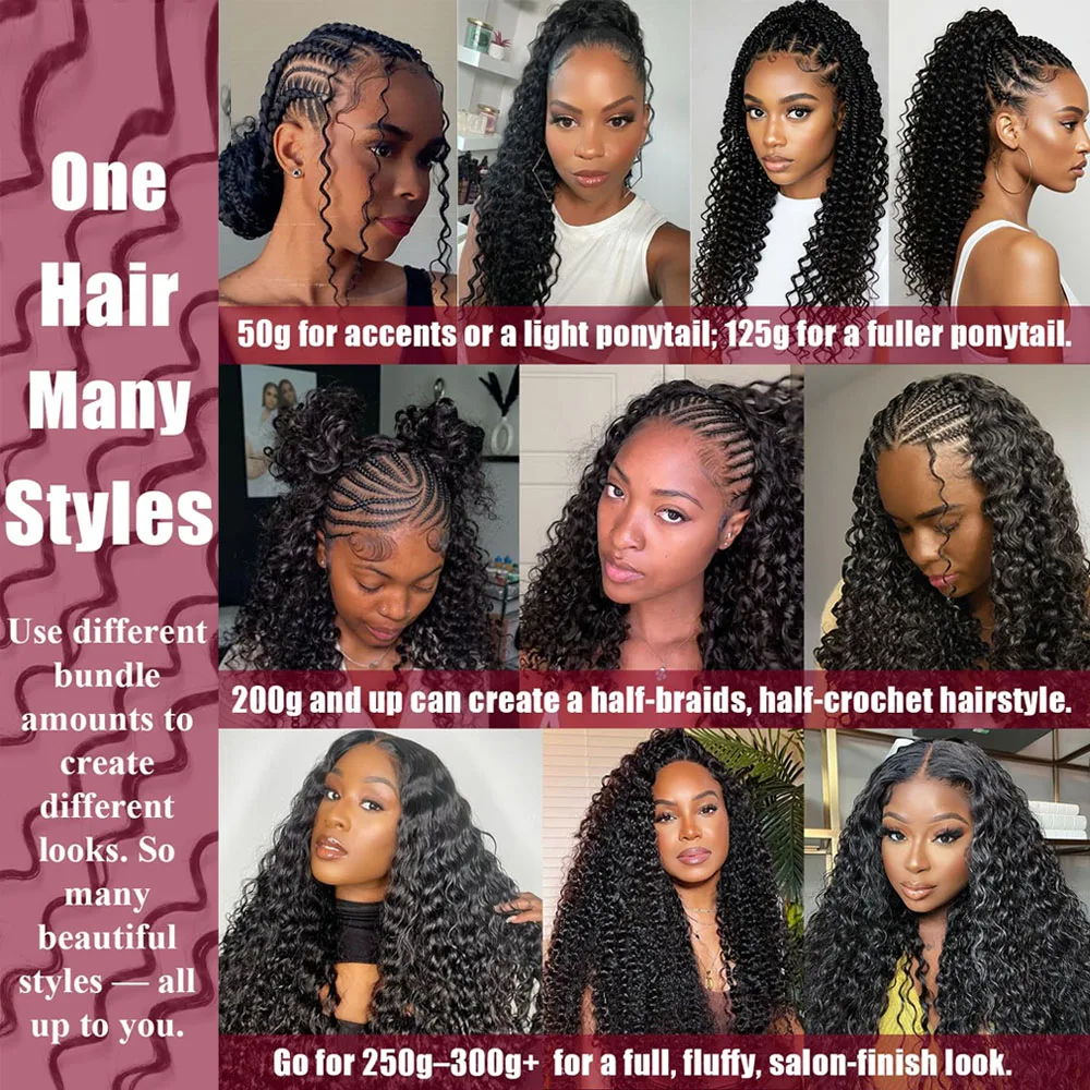 Kinky Curly Boho Braids 100% Raw Human Hair Extension Feathered Human Crochet Hair For Braiding Curly Miracle Knots Crochet Hair 5