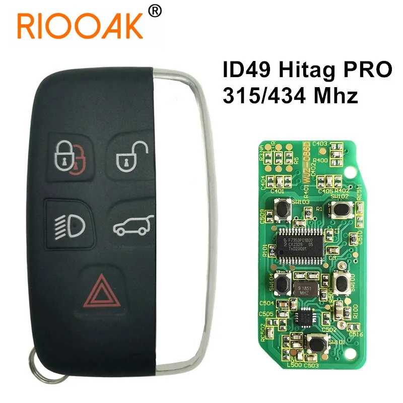 

5 кнопок 315/434 МГц ID49 HITAG PRO чип умный пульт дистанционного управления для автомобиля Land Rover Range Sport Evoque Vogue LR4