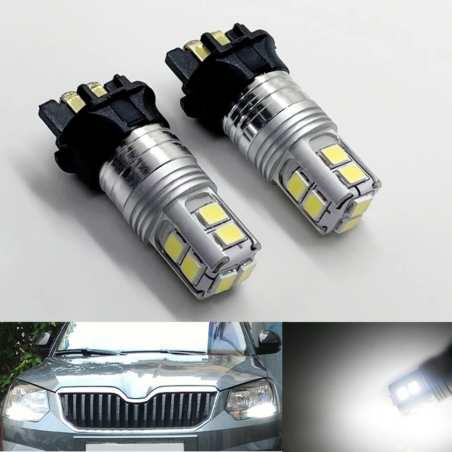 NHAUTP 2Pcs Canbus PWY24W PW24W LED Bulbs For Skoda Yeti Daytime Running Lights 2013 2017 Auto