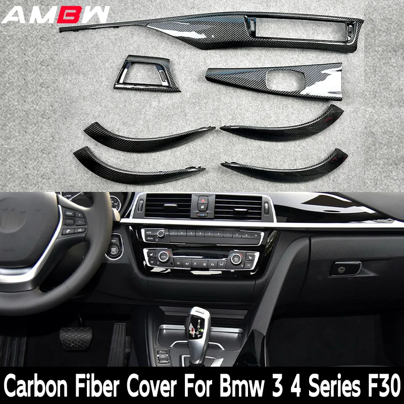 

Автомобильные аксессуары для BMW 3 4 серии F30, Центральная панель управления из углеродного волокна, панель переключения передач, внутренняя дверная ручка, мультимедийное управление