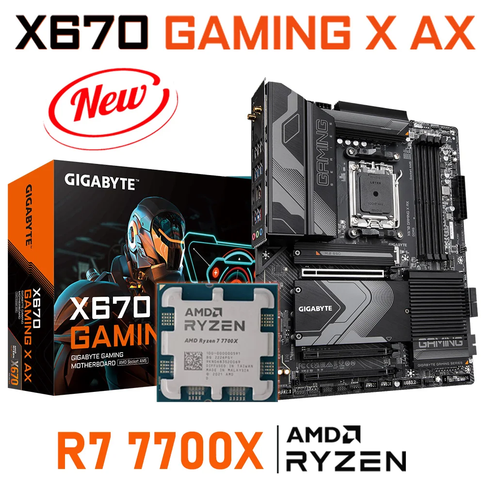 

Socket AM5 Processor Kit R7 7700X With Gigabyte X670 GAMING X AX AM5 Motherboard Combo DDR5 Desktop AMD X670 Mainboard Ryzen Kit