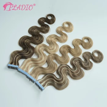 20 Pcs Tape in Hair Extensions Human Hair Seamless Body Wave European Remy Hair Extensions for Women 12-26 Inch Natural Color 1