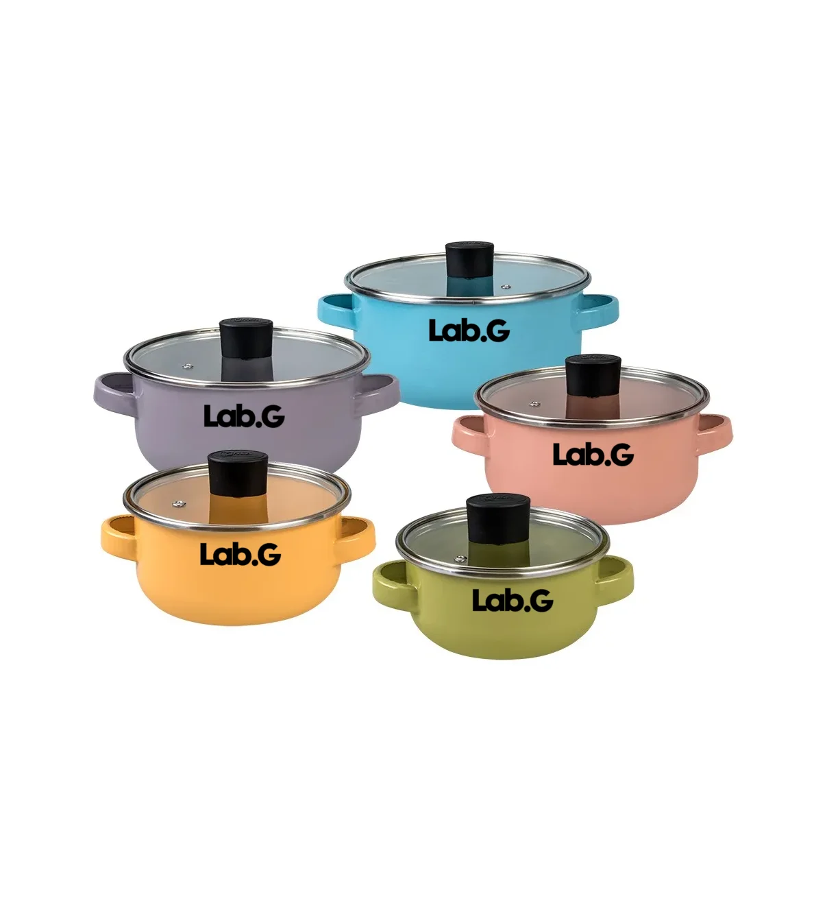 Juego De 5 Ollas Altas Lab.G Multicolor Con Tapa