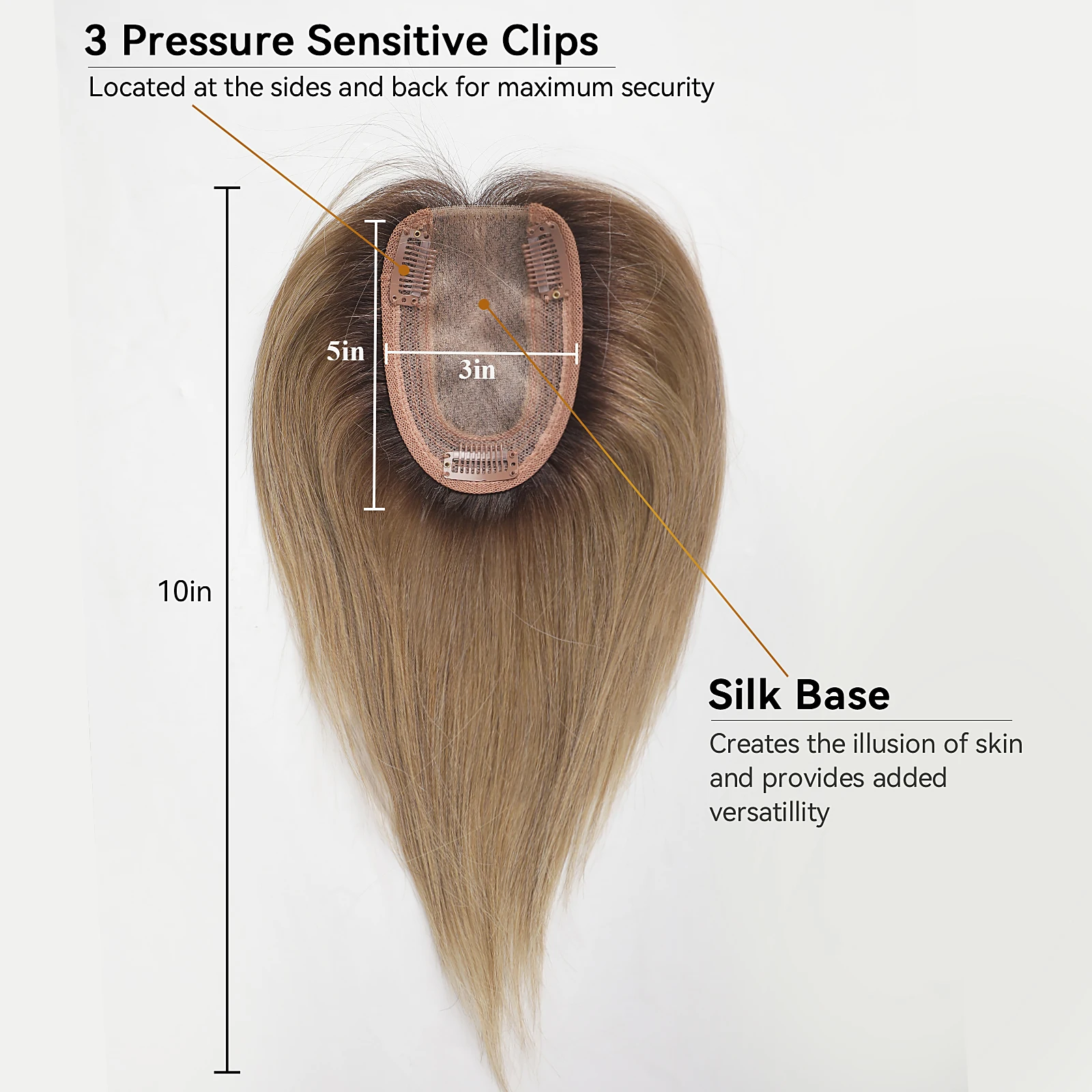Remy Human Hair Toppers Hair Pieces Women Light Brown Women Topper Bang Silk Base Clip In Topper Thinning hair toppers