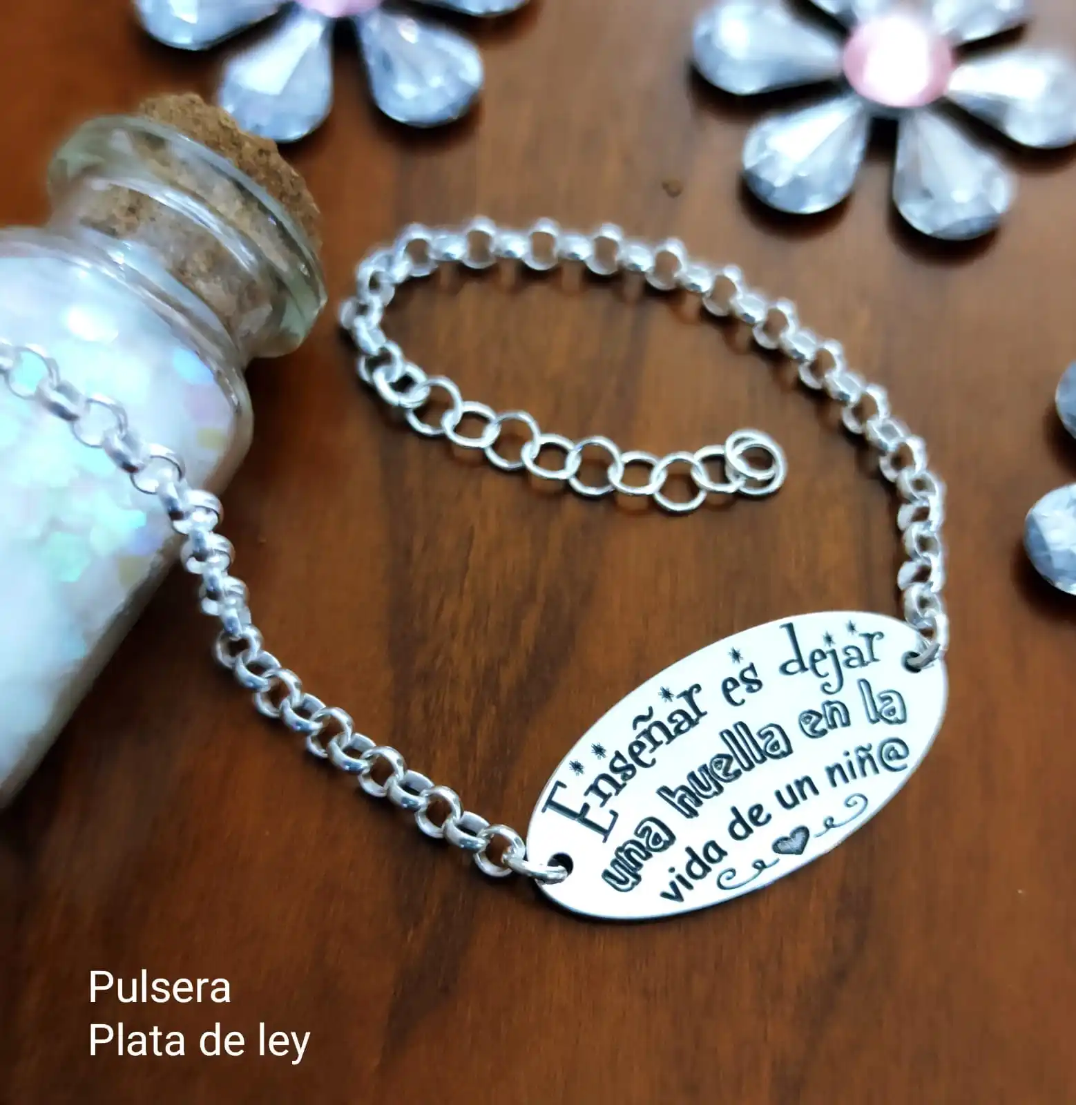 Pulsera para maestras en Plata "Enseñar es preciosa para regalar a profesoras de infantil y primaria - AliExpress