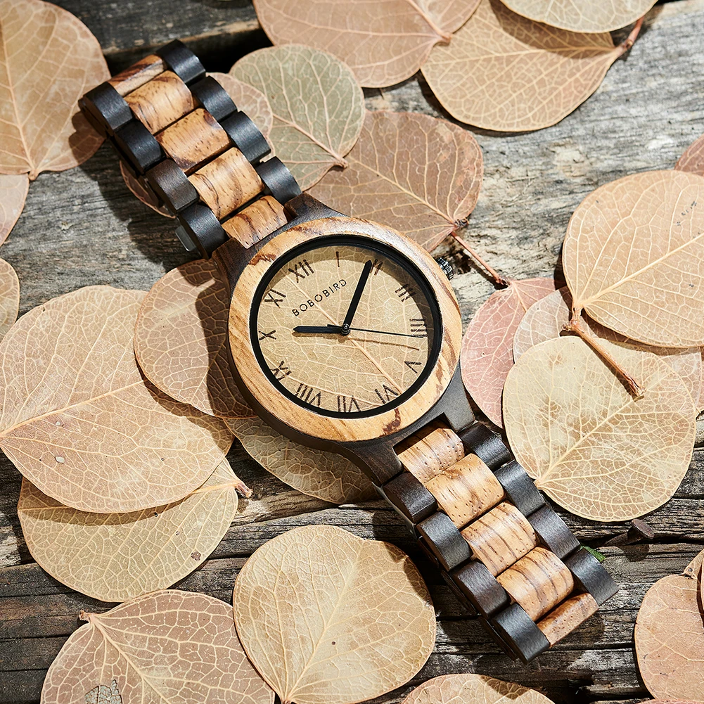 BOBO BIRD Men's Watches Leaf Design & Roman Numeral Dial Support OEM Customized Drop Shipping