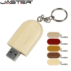 JASTER USB Flash Drive Wooden / Bamboo Pen Drive 2.0 With keychain Pendrive 4GB 16GB 32GB 64GB 128GB U Disk （No customized logo）