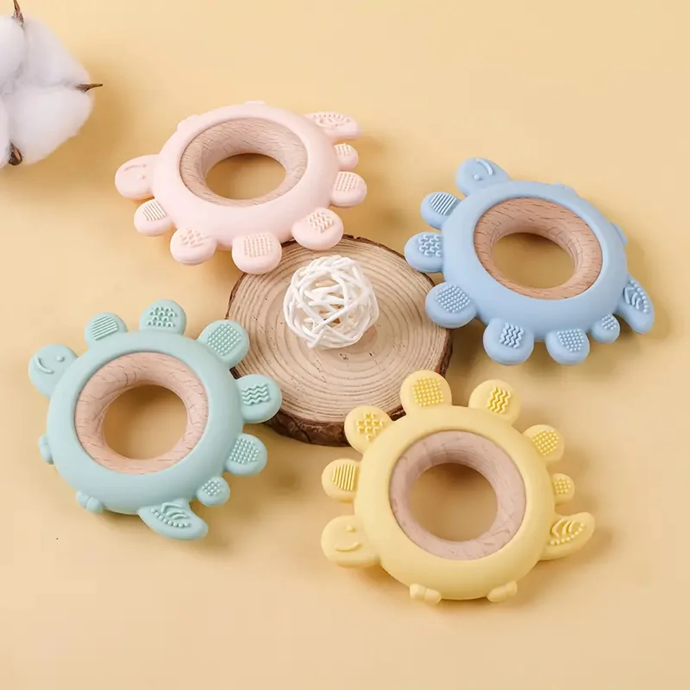 

1Pc Baby Silicone Teether Toys Food Grade Silicone Ring Bracelet Teething Toys For Baby Soothing Tooth Sensory Teething Toys