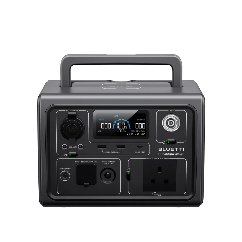 【UK PLUG】BLUETTI EB3A Portable Power Station 268Wh LiFePO4 Battery 600W AC Outlets Solar Generator for Outdoor Camping 5