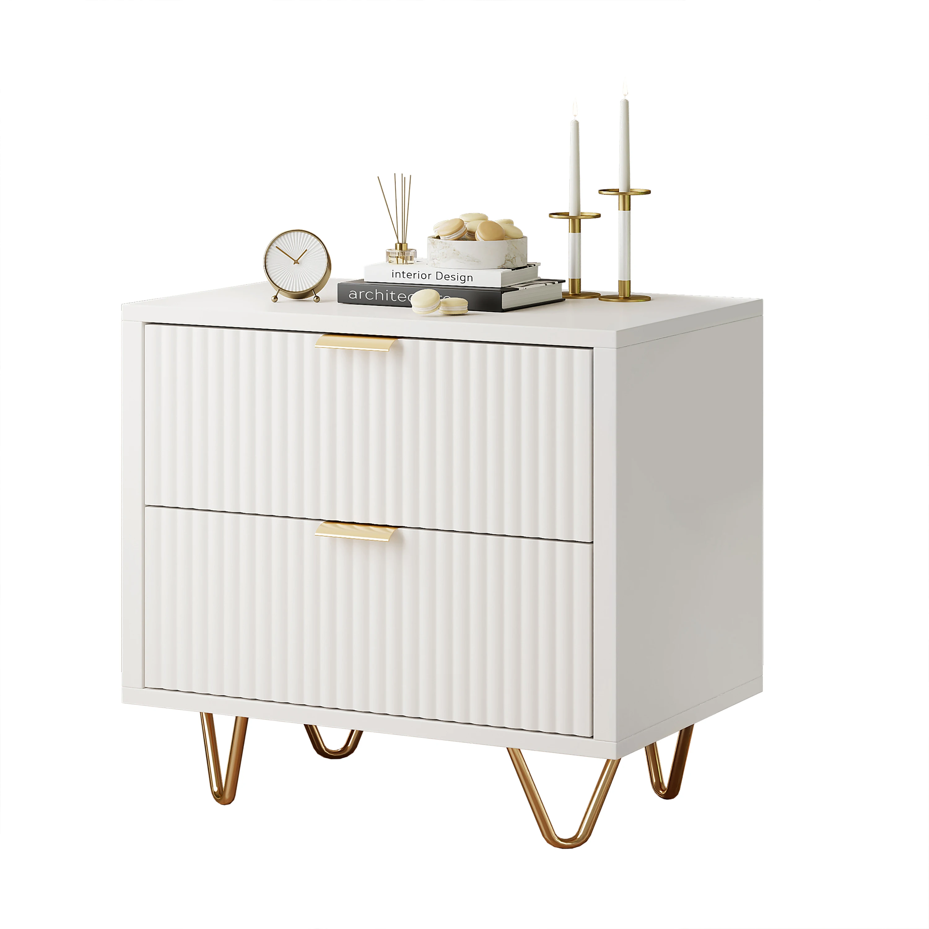 Creahappy – Nachttisch-Set – 2-teilige Nachttische – Weiß – geeignet für Schlafzimmer, Arbeitszimmer und Wohnzimmer – Detail 6