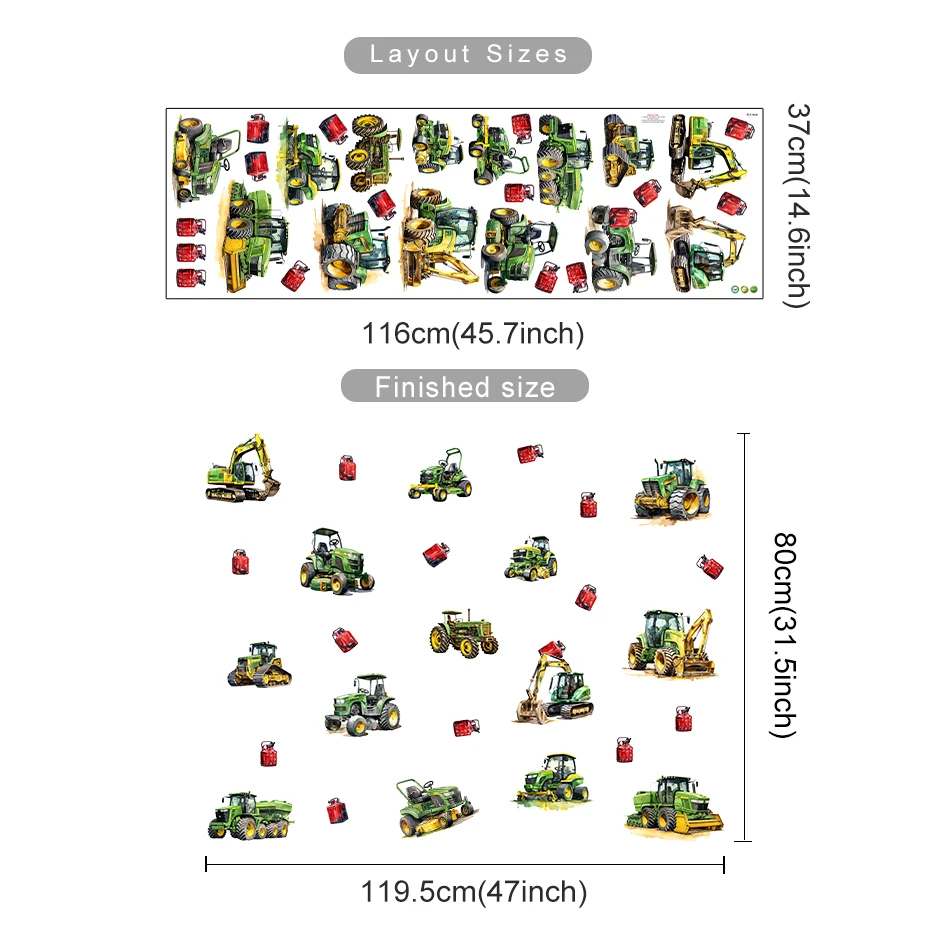 Tractor Excavator #1 Wall Decal - Removable Sticker For Kids Room, Man Cave, Or Office Decor