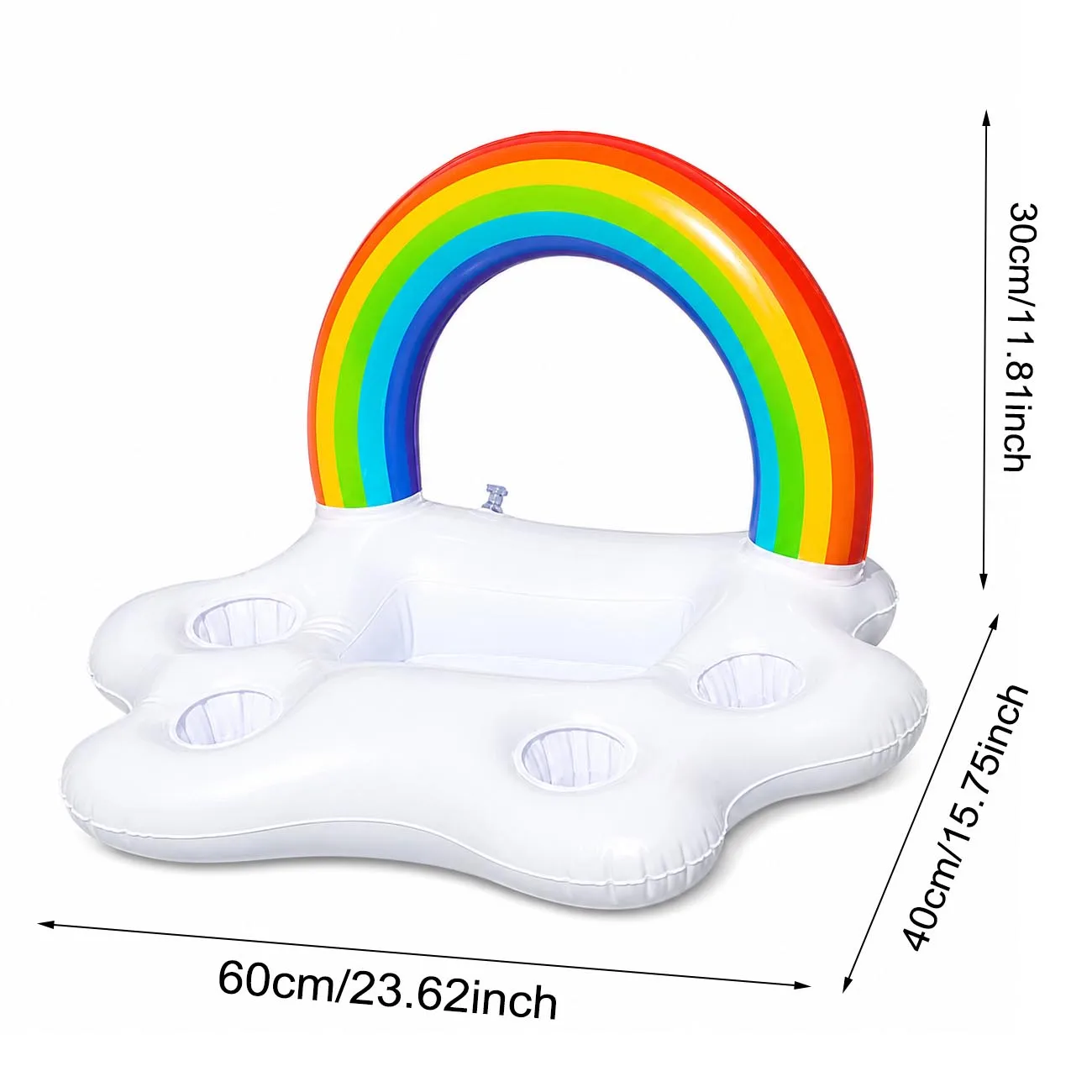 Inflatable Rainbow Drink Cooler Float with Ice Bucket & Cup Holders – Perfect Pool Party Beverage Bar