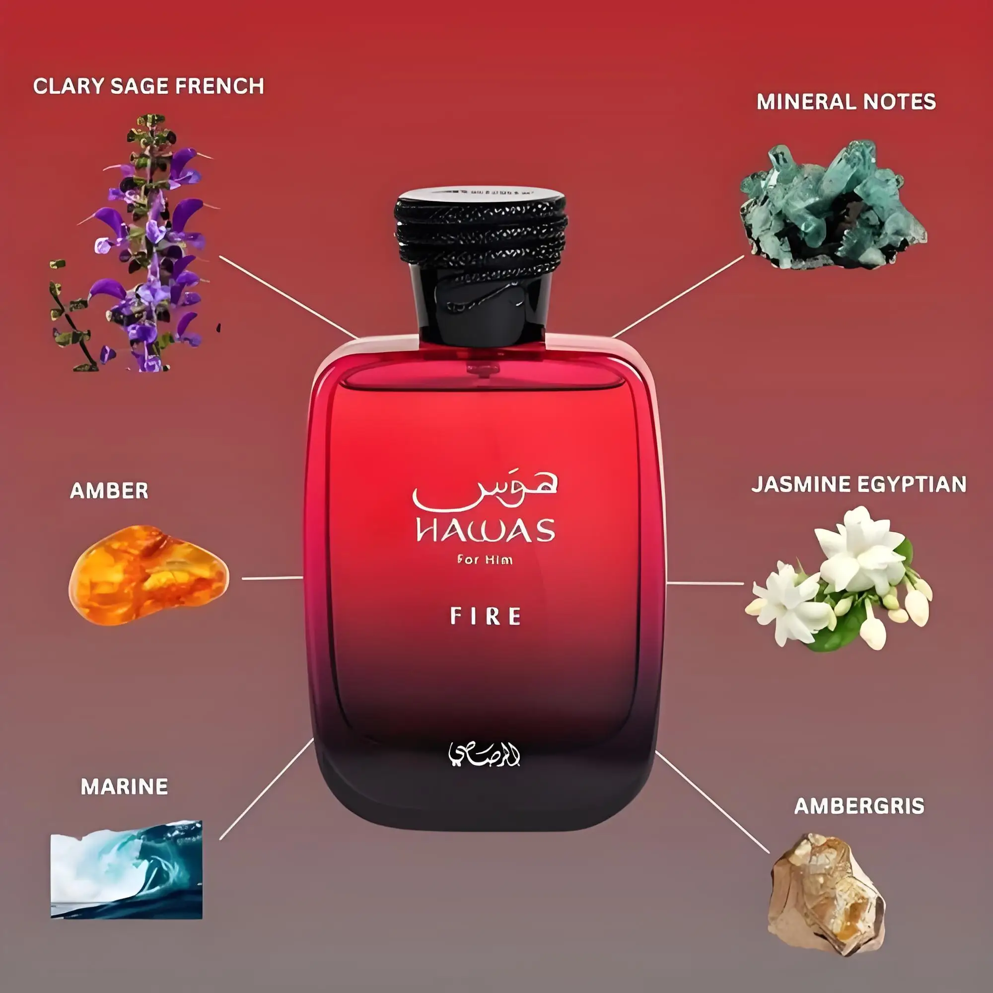100ML Hawas Fire Eau De Parfum For Men Arabian Woody Long Lasting Fragrance Ideal Gift 4
