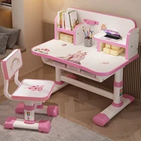 Kids Functional Desk and Chair Set, Height Adjustable Children School Study Table Chair Set, Ergonomic Desk Chair with Drawer 2