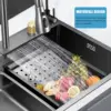 Nano Black Flying Rain Drop In Stainless Steel Watefall Kitchen Sink Single Bowl with Pull Down Faucet Se 5
