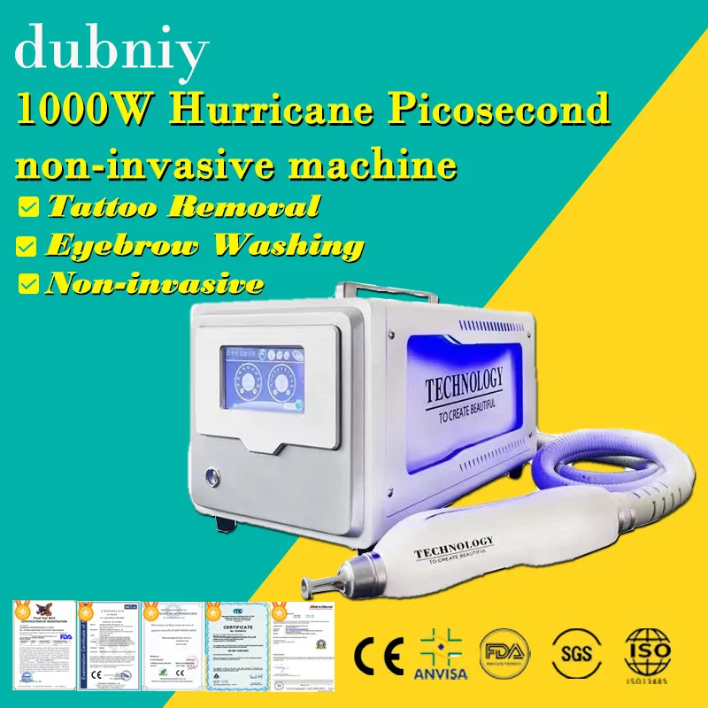 

1000 Вт Picosecond Hurricane Неинвазивная машинка для мытья бровей высокомощная портативная машинка для удаления татуировок с черным лицом Машинка для удаления пятен кукол