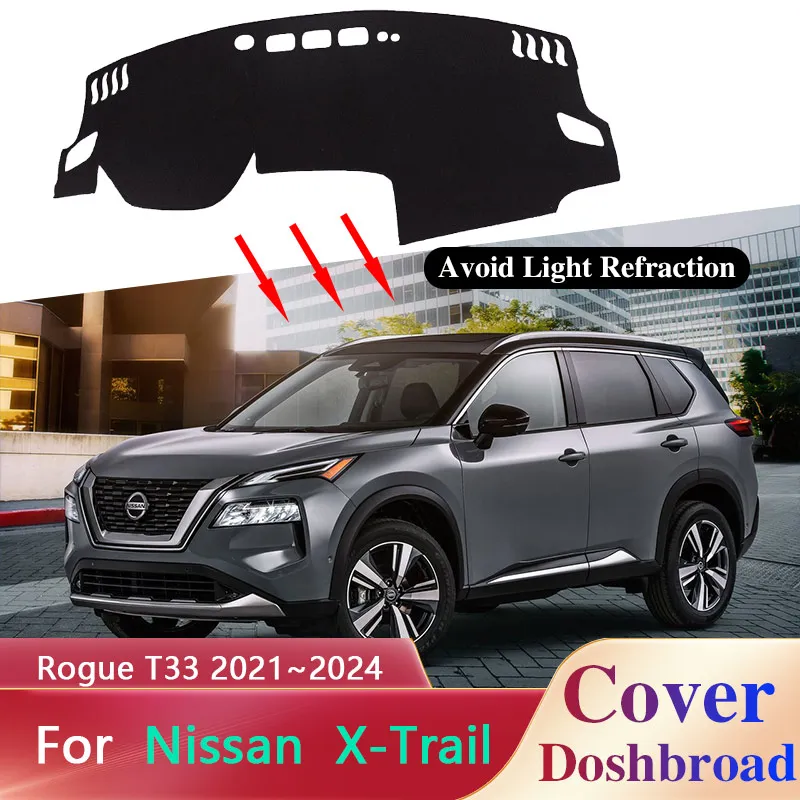 

Коврик для приборной панели, коврик для приборной панели, коврик для Nissan X-Trail Rogue T33 2021 ~ 2024 2022 2023, Солнцезащитный коврик, подушка для защиты от солнца, авто
