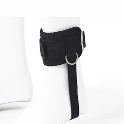 Adjustable D-Ring Support Fitness Ankle Straps for Leg Workouts and Sports Activities (Black With Stirrup)