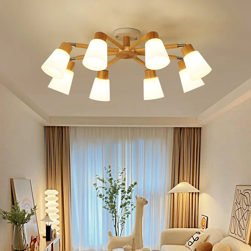 Nordic Wood Chandelier LED Lustre Ceiling Chandelier For/Living Room