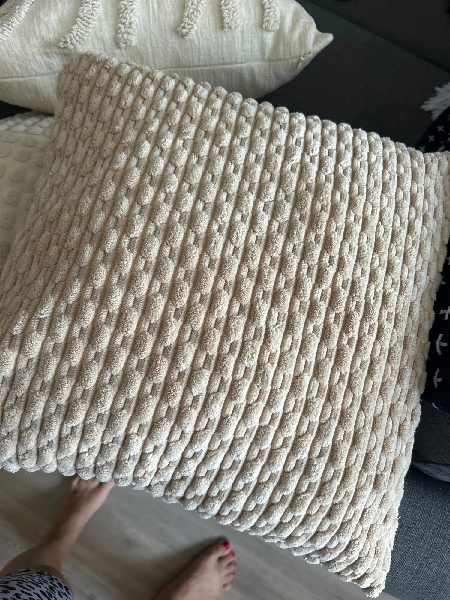 Spring Sage Green Decorative Throw Pillow Covers 18x18 Soft Corduroy Striped Square Pillow Covers for Couch Living Room Bed Sofa photo review