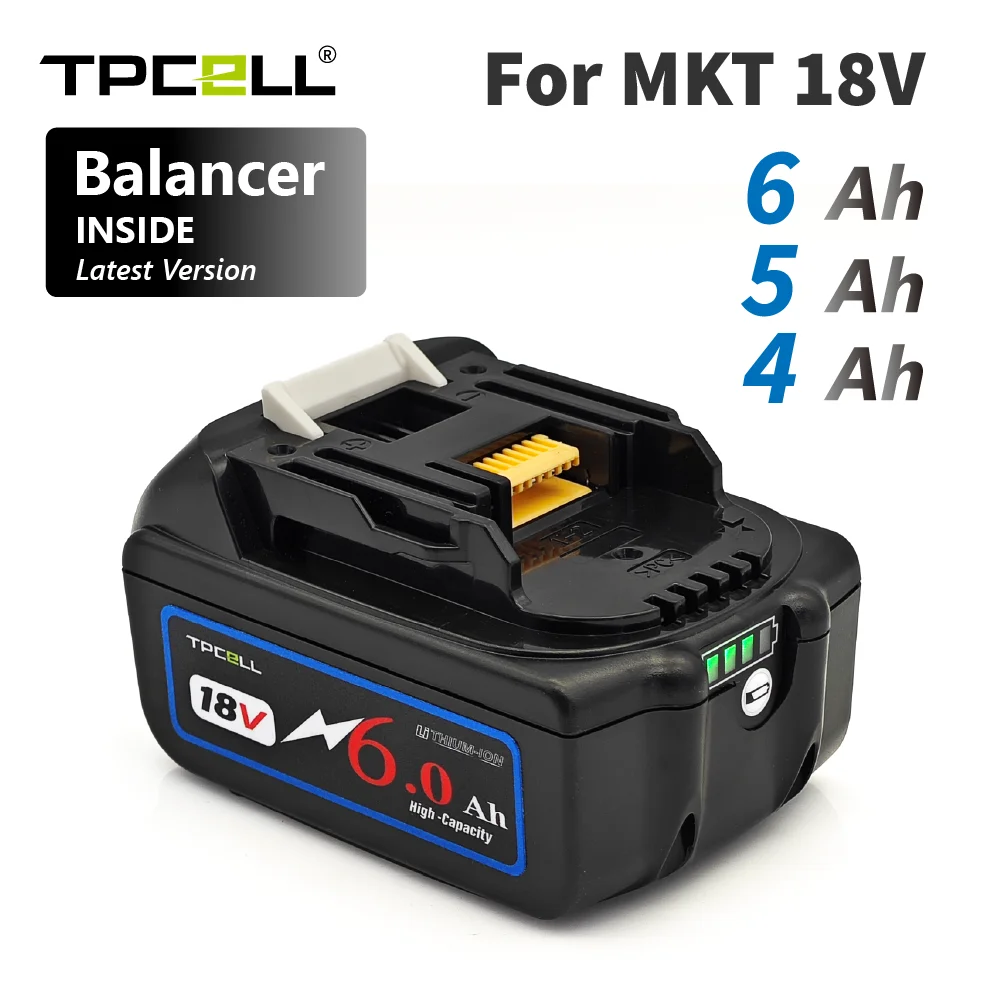 Power Tool Battery Rechargeable Lithium Batteries BL1860 6AH For Makita 18V Battery Power Tools Li-ion Replacement LXT BL1850 BL1840 for 18 V Screwdriver with BMS TPCELL 18V