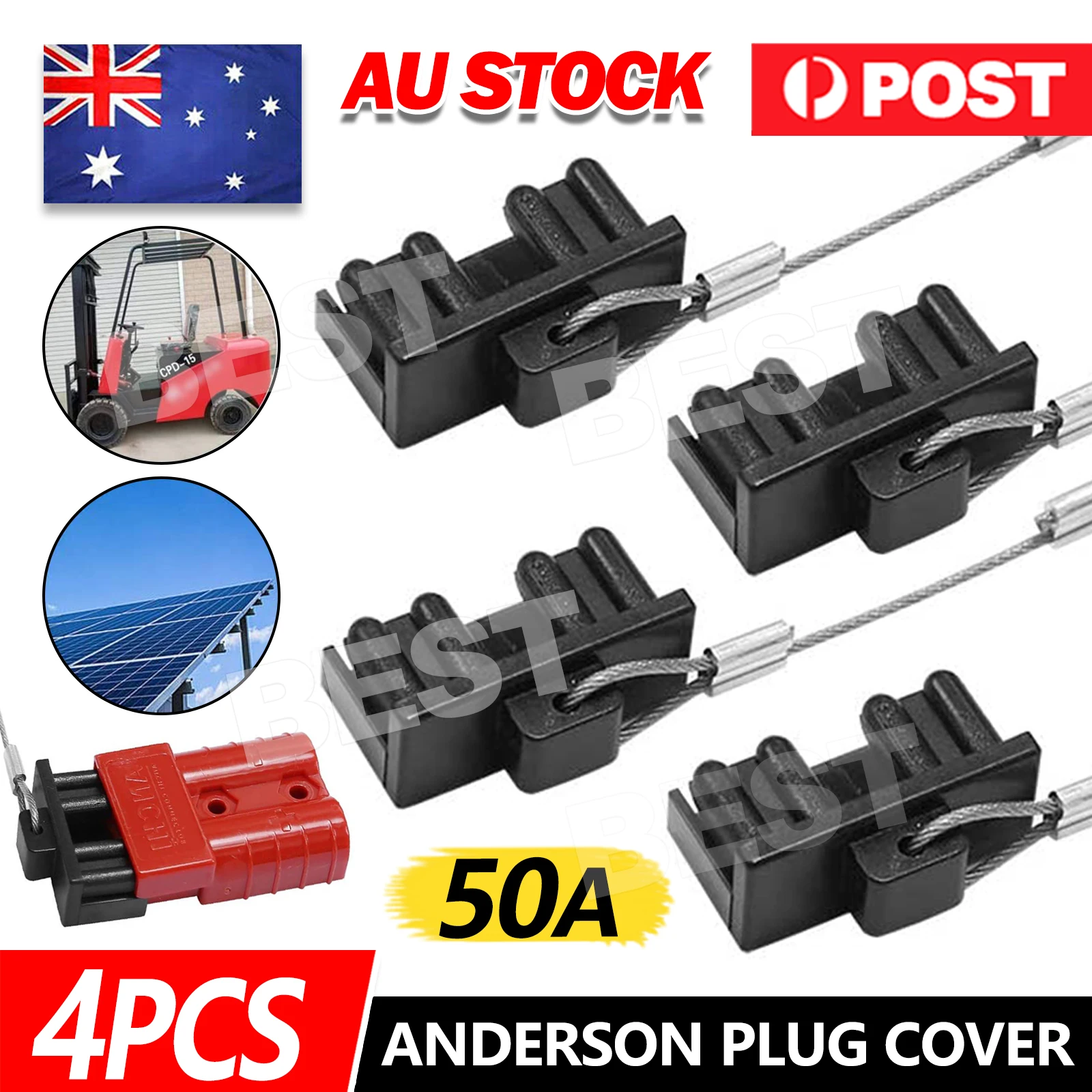 4pcs Dust Cap Black Anderson Plug Cover Style Connectors 50AMP Battery Caravan