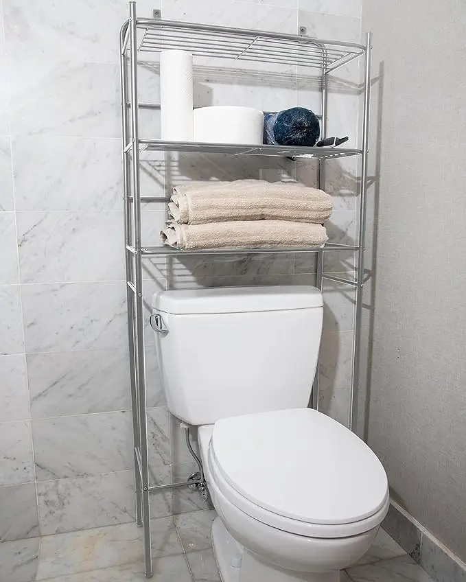 Over-the-toilet metal storage rack – 23.5”L x 70.5”H, silver 2