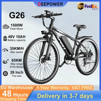 Bicicletta Elettrica DEEPOWER G26 500W per Adulti, Batteria Rimovibile 48V 10AH, E-Bike 26" per Tutti i Terreni con Display LCD