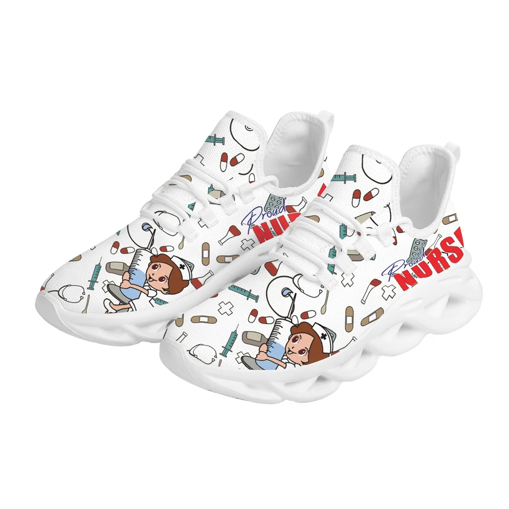 Yikeluo Nurse Shoes Women Print Breathable Sneakers Woman Slip-on Light Non-slip Flats Ladies Soft Bottom Casual Sports Shoes