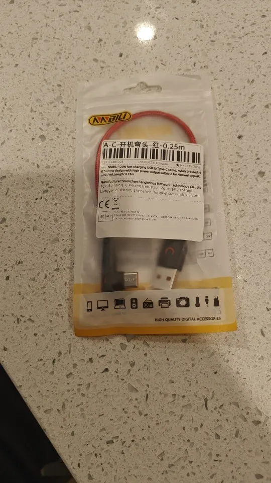 NNBILI 120W Fast Charging USB to Type-C Cable, Nylon Braided, 90 ° Bend Design, Suitable for High Speed Charging of Huawei oppo photo review