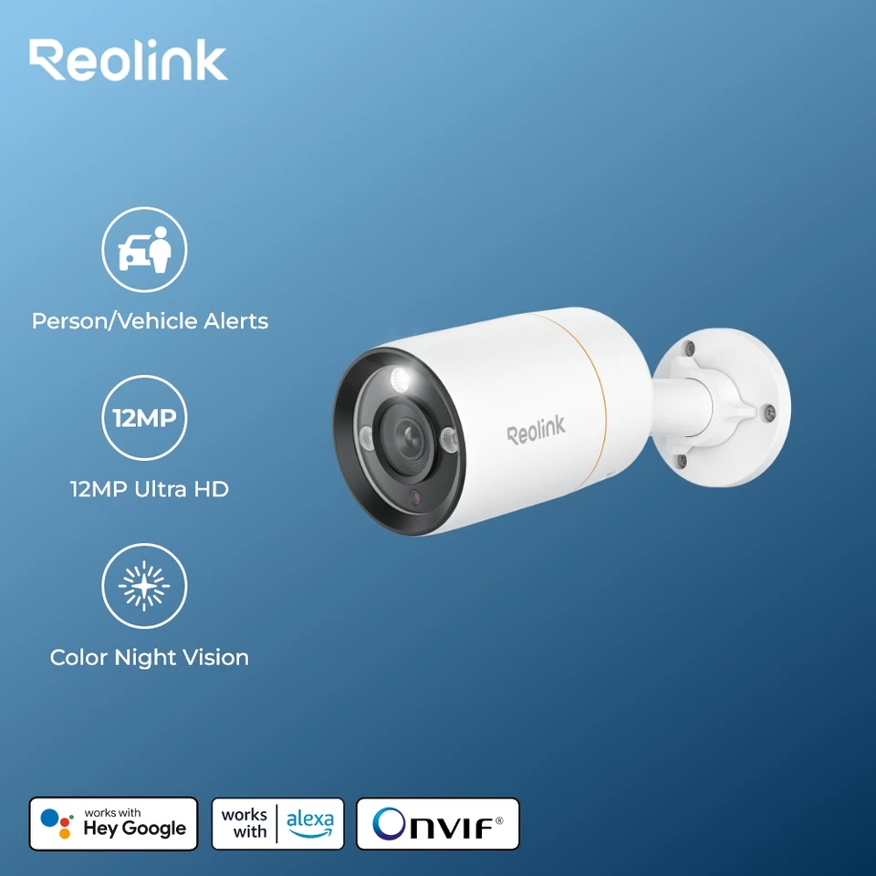 Reolink PoE 12MP Kit Telecamere Videosorveglianza, IK10 Antivandalo, Grandangolo A 145°, Faretti Per Visione Notturna, Rilevamento Uomo/Veicolo/Animale, Audio Bidirezionale, NVR 8CH 2TB, RLK8-1200V4 - Foto 9