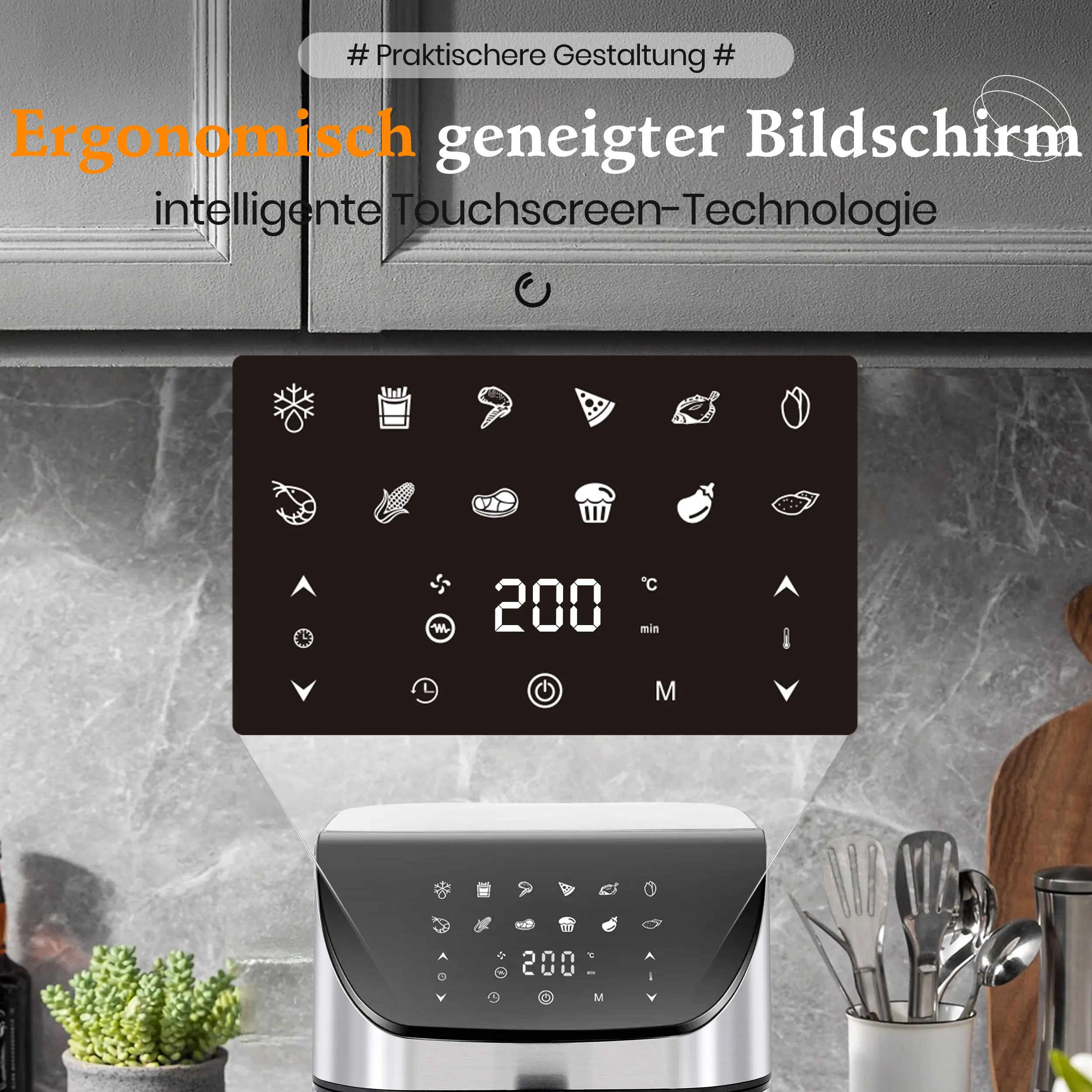 Multifunktions-Heißluftfritteuse 8,5L mit LED-Touch-Steuerung