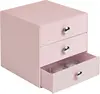 Compact 3-drawer plastic organizer, 6.5" x 6.5" x 6.5", pink. Perfect for storing jewelry, cosmetics 1