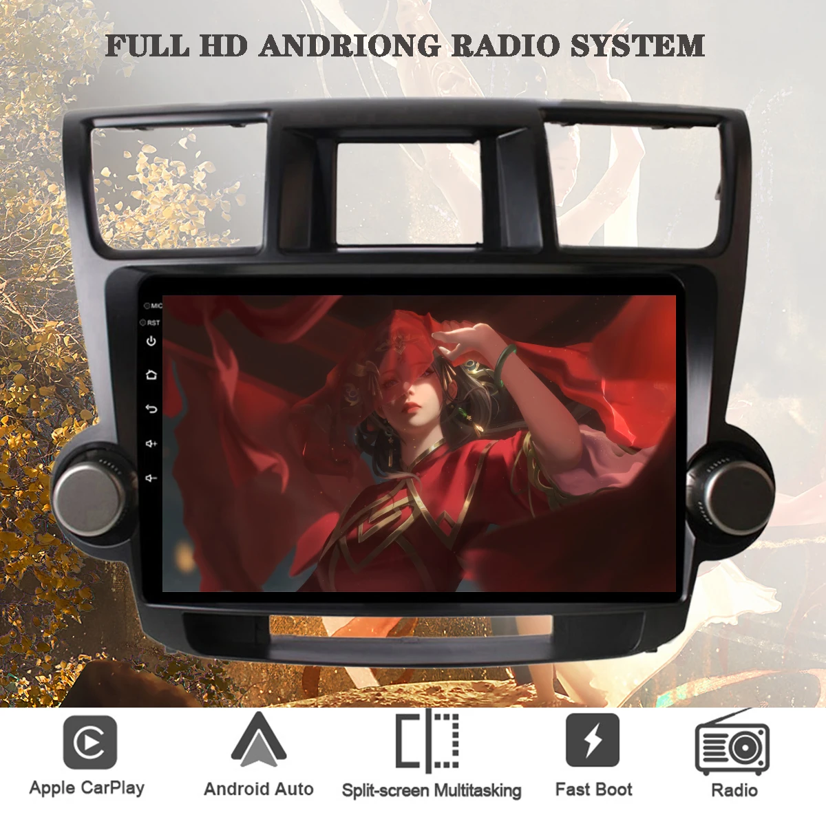 

8-ядерный Android 13 Авторадио DVD видео аудио плеер с GPS Navi 4G Lte WIFI для Toyota Highlander 2009-2014 головное устройство Carplay